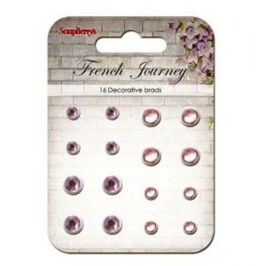 Ćwieki dekoracyjne ScrapBerry's 16szt, French Journey Lilac/Pink